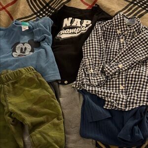 Kids Clothing Bundle with Mickey Mouse and Plaid Shirt